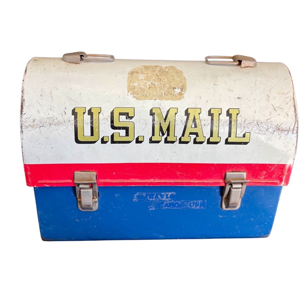 US Mail Lunchbox 1963 Aladdin Vintage Metal Dome Top Mr Zip Postal Service rare